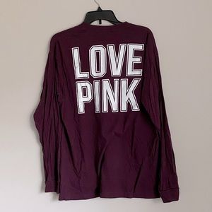 PINK Long Sleeved Wine Purple Pocket Shirt Large